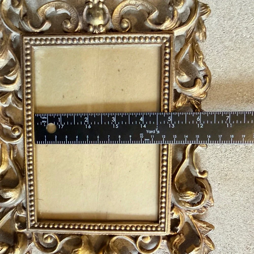 Vintage Picture Frame Victorian Gold‎ Baroque Rococo Brass Gilt Metal Scrollwork